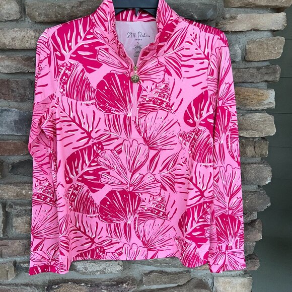 STELLA PARKER SPORT Women's Small L/S 1/4 Zip Golf Active Pink Floral Top NWT - Picture 1 of 4